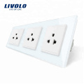 Livolo New EUA Padrão Tomada Elétrica 16A Triplo Tomada de Parede VL-C7C3US-11